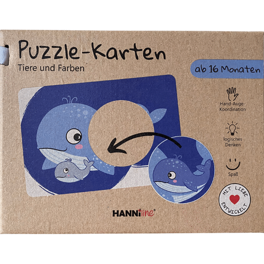 Hanniline Puzzlekarten ab 16 Monaten, Tiere und Farben